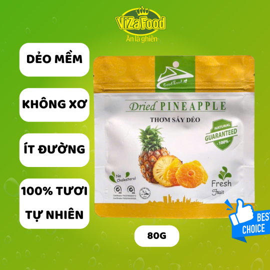 [80G]Thơm sấy dẻo chua ngọt tự nhiên, dai, thơm, không bị khô sơ - Viza Food