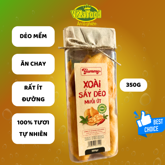 [350G]Xoài sấy dẻo MUỐI ỚT, chua ngọt tự nhiên, nguyên miếng hàng đẹp rất ít xơ tiêu chuẩn xuất khẩu